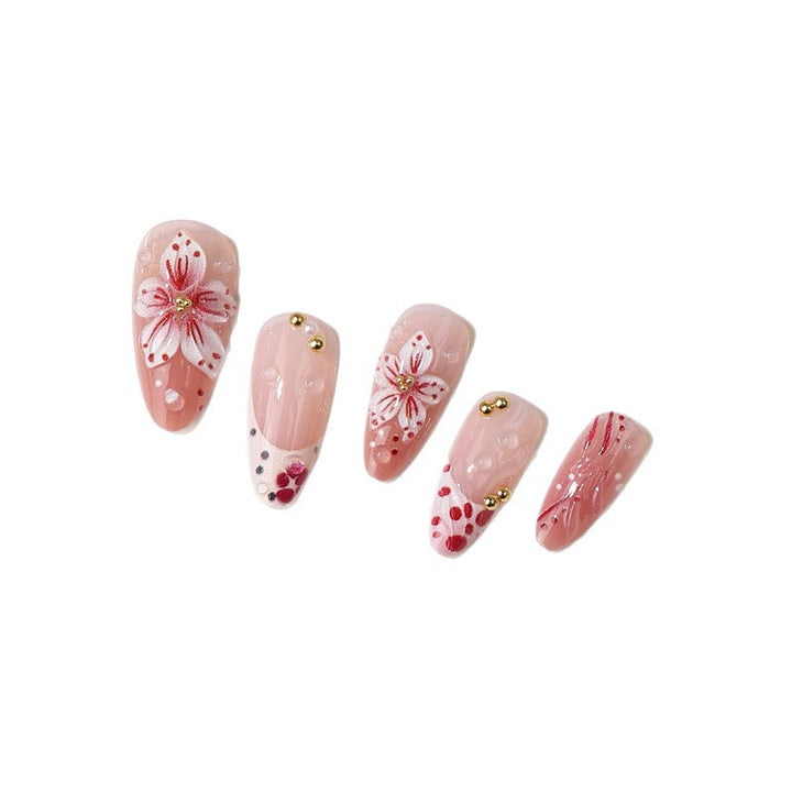 Premium Dekorative Florale Press-On Nagelspitzen Karnz