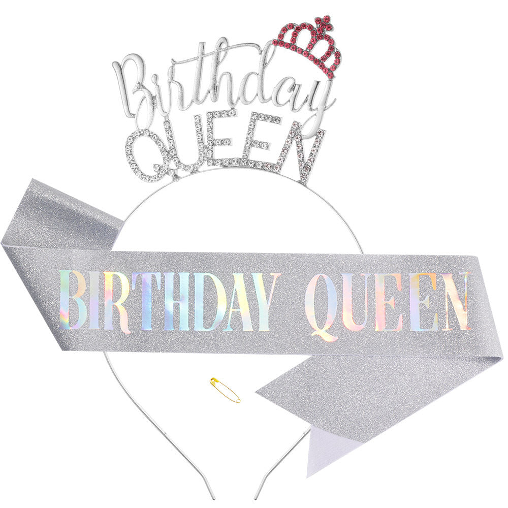 Damen Glitzernder Haarreif mit "Birthday Queen"-Schriftzug Karnz