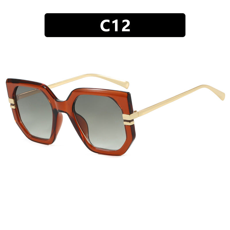 Damen geometrische Sonnenbrille mit luxuriösem goldenen Rahmen und polarisierenden Gläsern Karnz