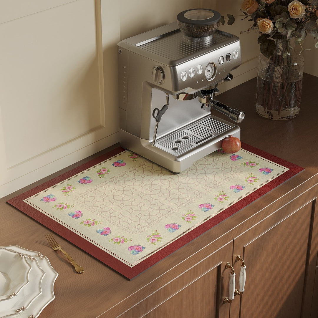 Decorative Floral Vinyl Countertop and Cabinet Runner Mat
