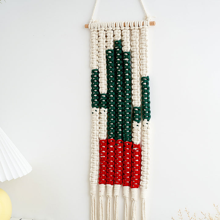 Macramé Wüsten-Kaktus Wandbehang Dekor Karnz