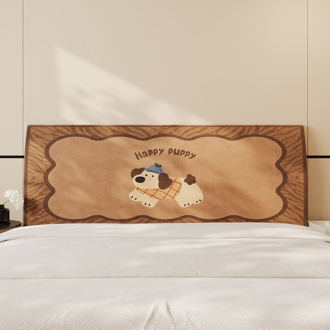 Decorative Padded Headboard Panel Cover with Playful Cartoon Cat Print