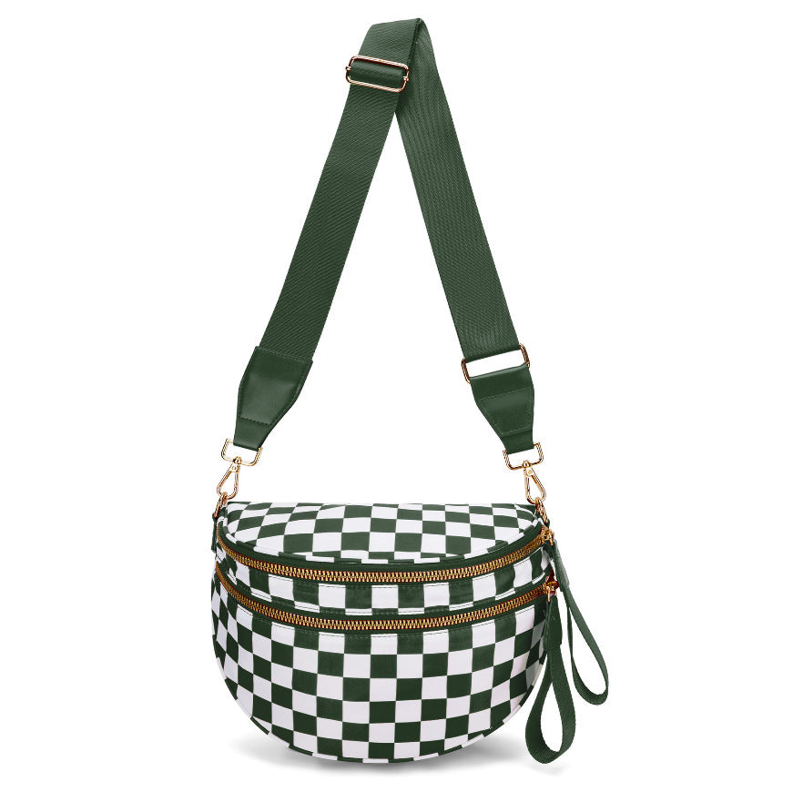 Damen Modulare Schultertasche mit robustem Doppelreißverschluss und verstellbarem Trageriemen Karnz