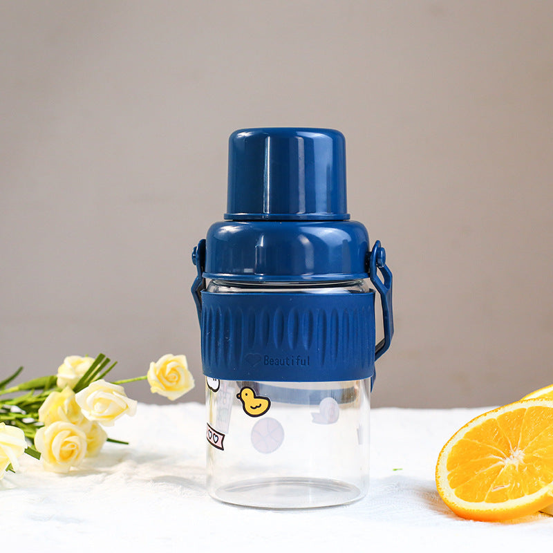 Damen trendige Glas-Trinkflasche mit praktischem Silikon-Schutz Karnz