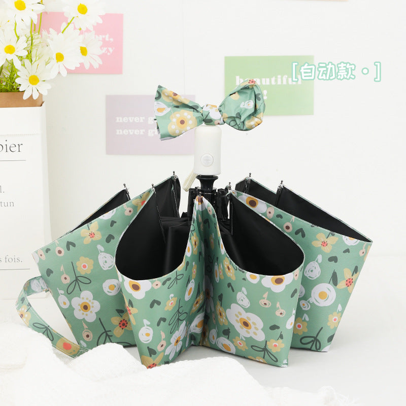 Damen Faltbarer Regenschirm mit bunten Blumenmotiven Karnz