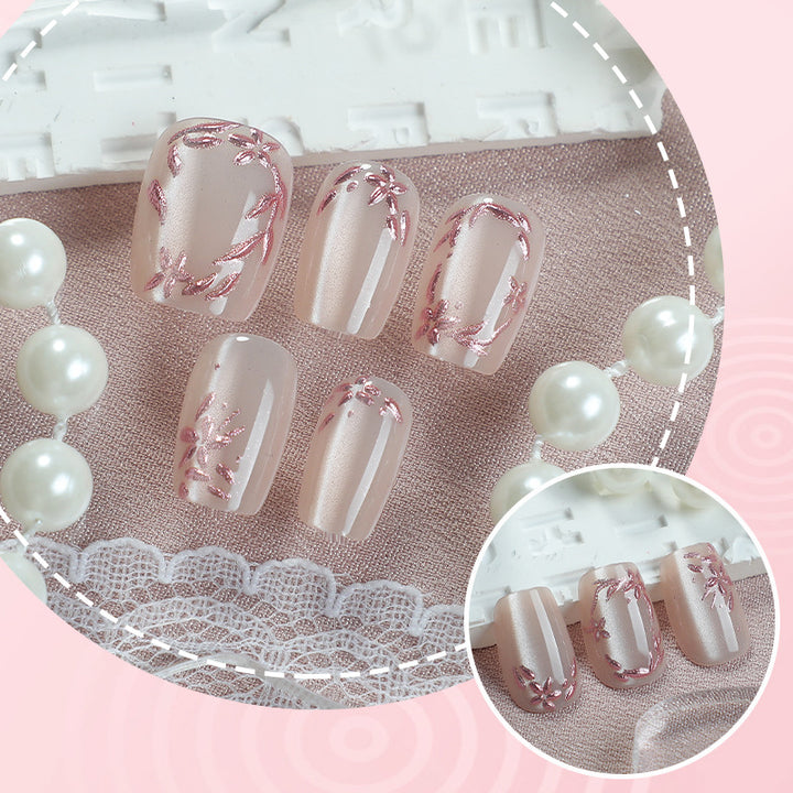 Elegante floral dekorierte Press-On Nagel Set