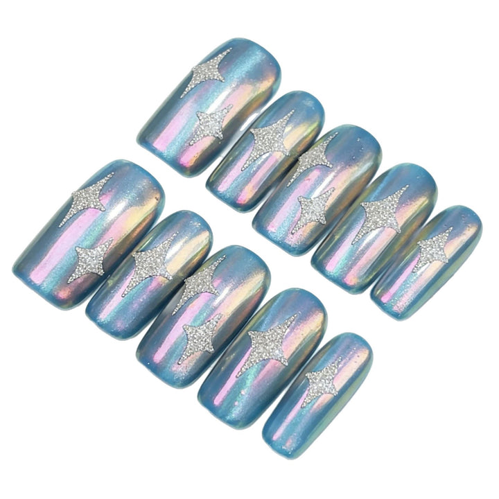 Holographisches Sternen-Design Presse-auf Nägel