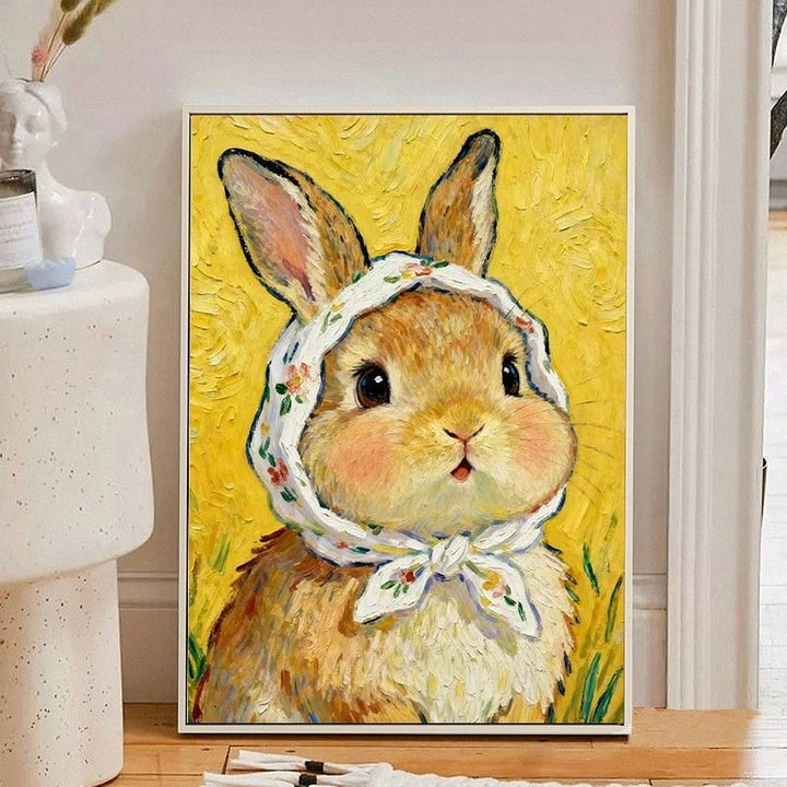 Verspielter Kaninchen Leinwand Kunstdruck Karnz