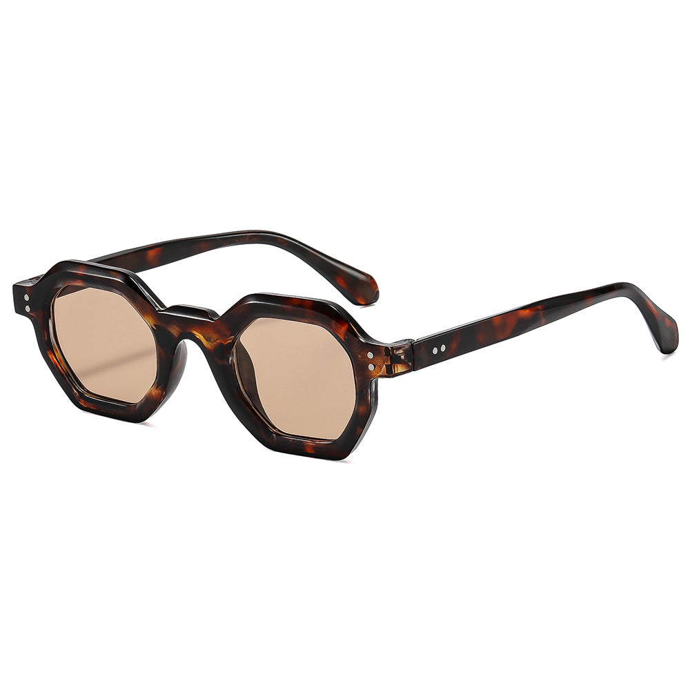 Damen oktagonale Sonnenbrille mit modischem Muster und UV-Schutz Karnz