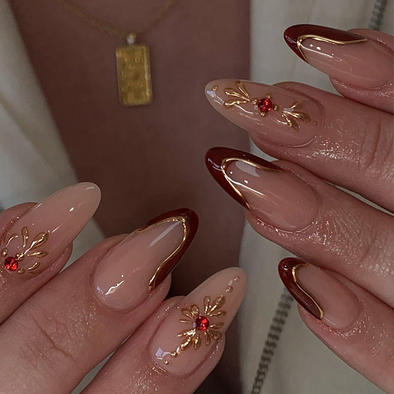 Premium Künstlerische Vollabdeckung Press-On Nagelset Karnz