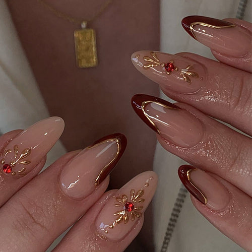 Premium Künstlerische Vollabdeckung Press-On Nagelset Karnz