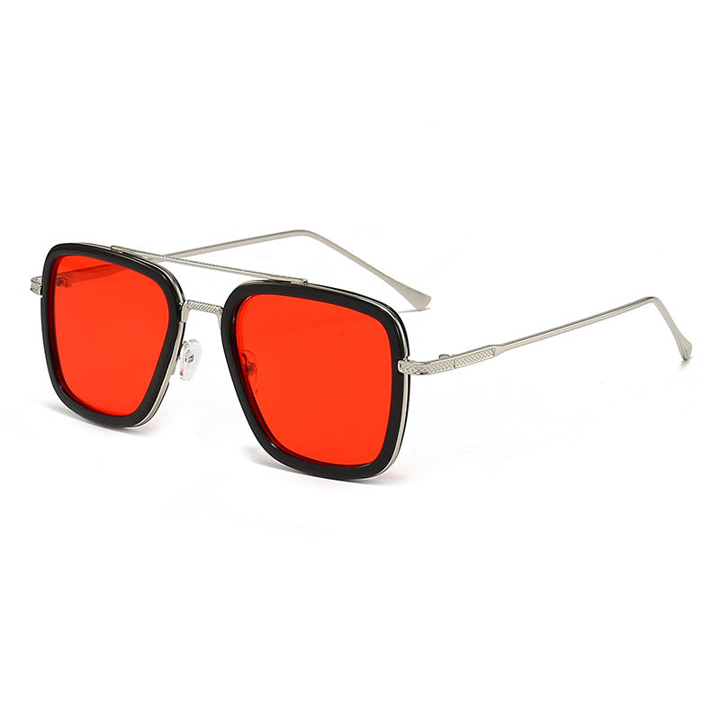 Damen modische quadratische Sonnenbrille mit glamourösem Metallrahmen Karnz