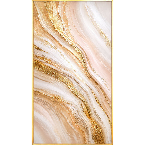 Elegante goldene Marmor gerahmte Leinwand Wandkunst