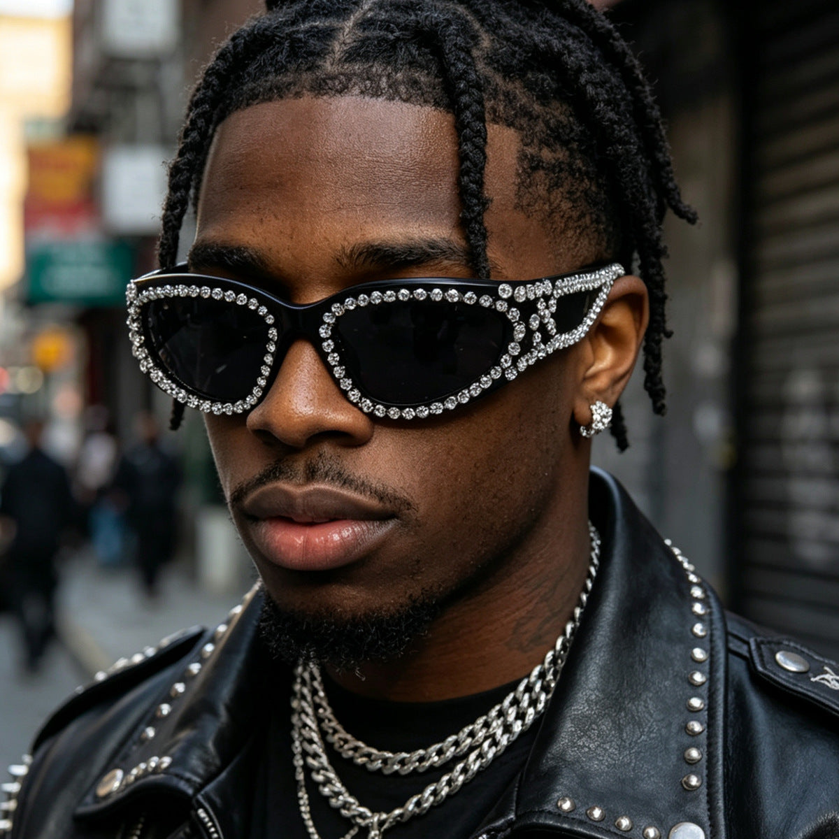Damen Fashion-Sonnenbrille mit luxuriösem Kristallbesatz Karnz