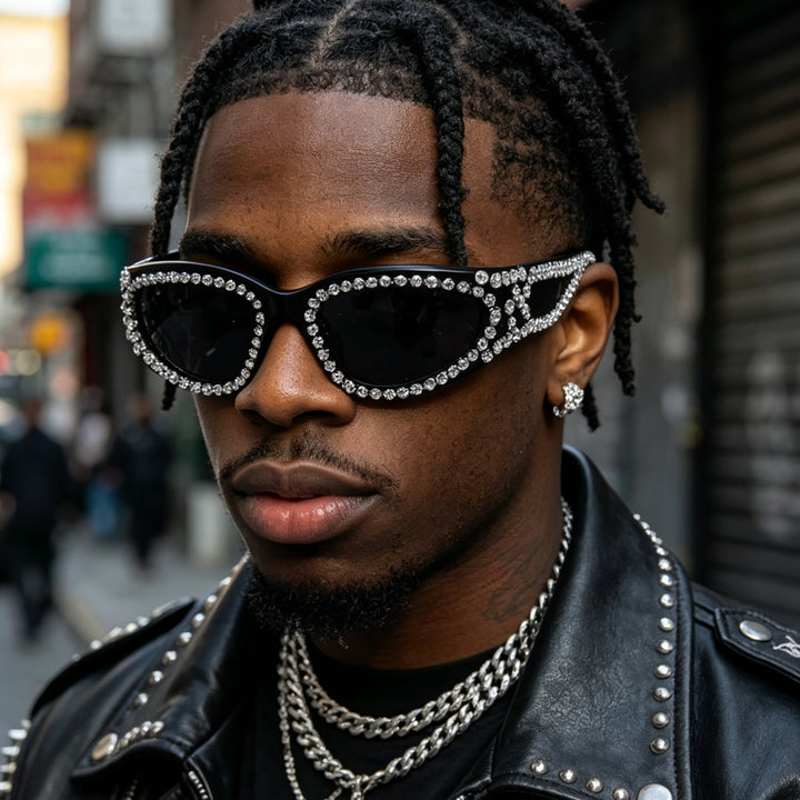 Damen Fashion-Sonnenbrille mit luxuriösem Kristallbesatz Karnz