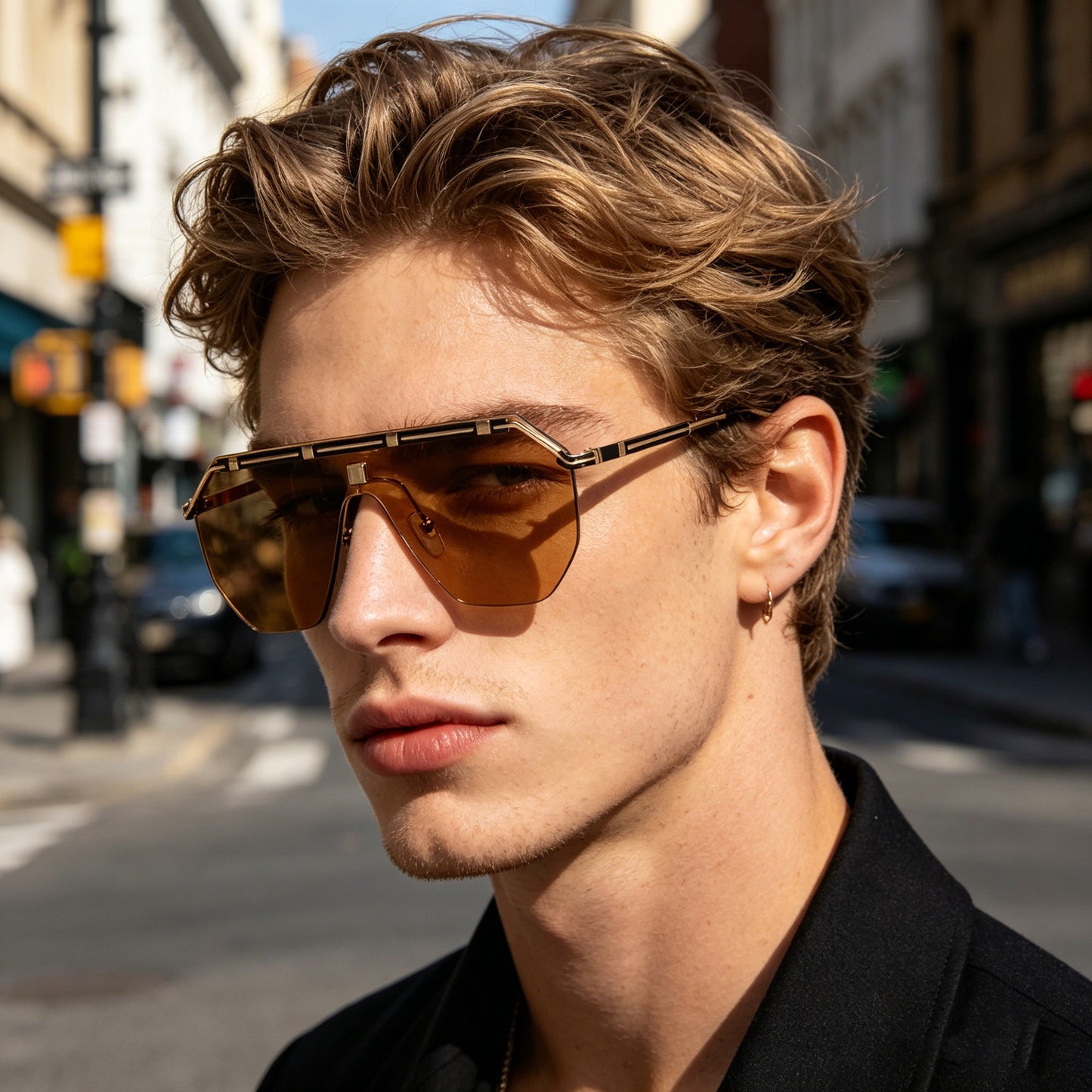 Damen geometrische Oversized-Sonnenbrille Karnz