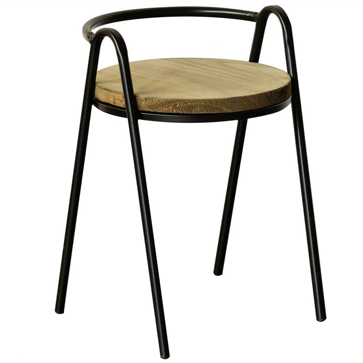 Moderner Hocker mit Holzsitz und Metallgestell Karnz