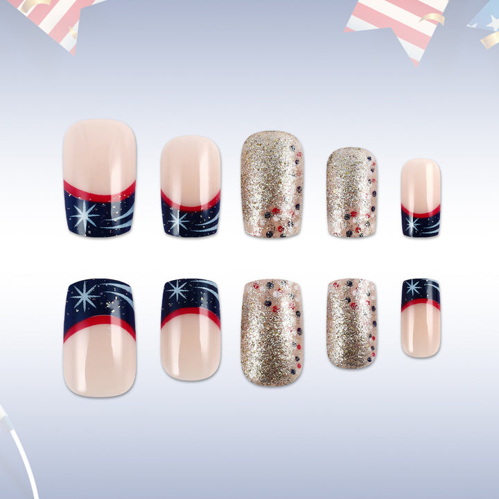 Dekoratives Press-On Nagelkunstset mit Glitterakzenten Karnz