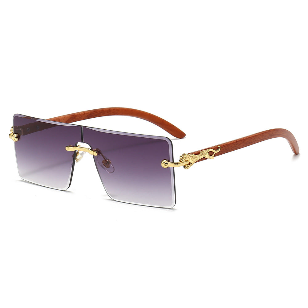 Damen oversized modische Sonnenbrille mit luxuriösen Holz- und Metallelementen Karnz
