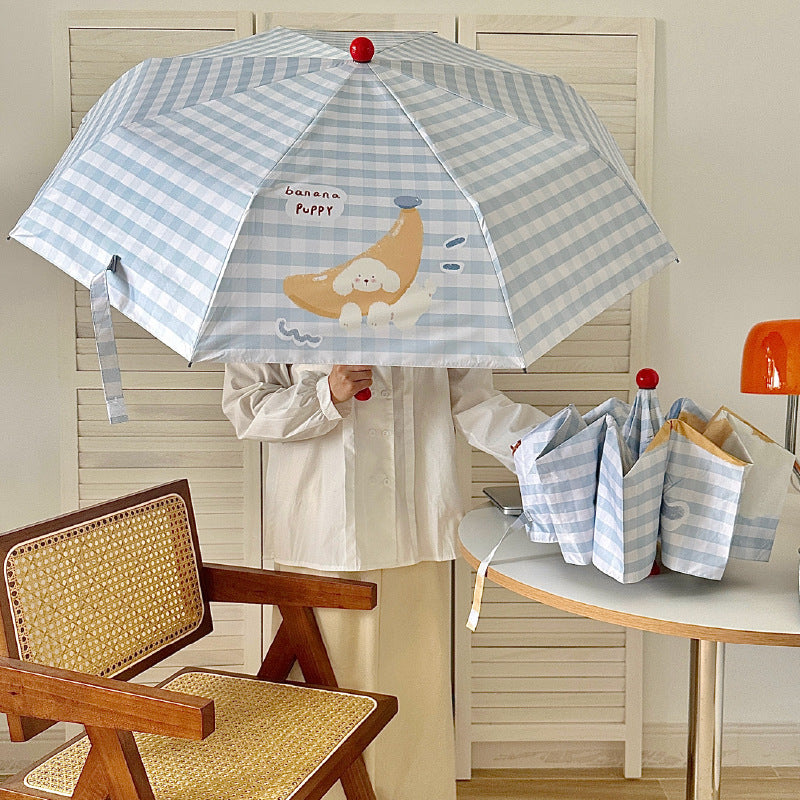 Damen Faltbarer Schirm mit verspieltem Gingham-Muster Karnz
