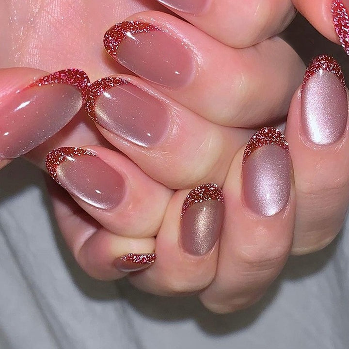 Glänzendes Gel Press-On Nagelset Karnz