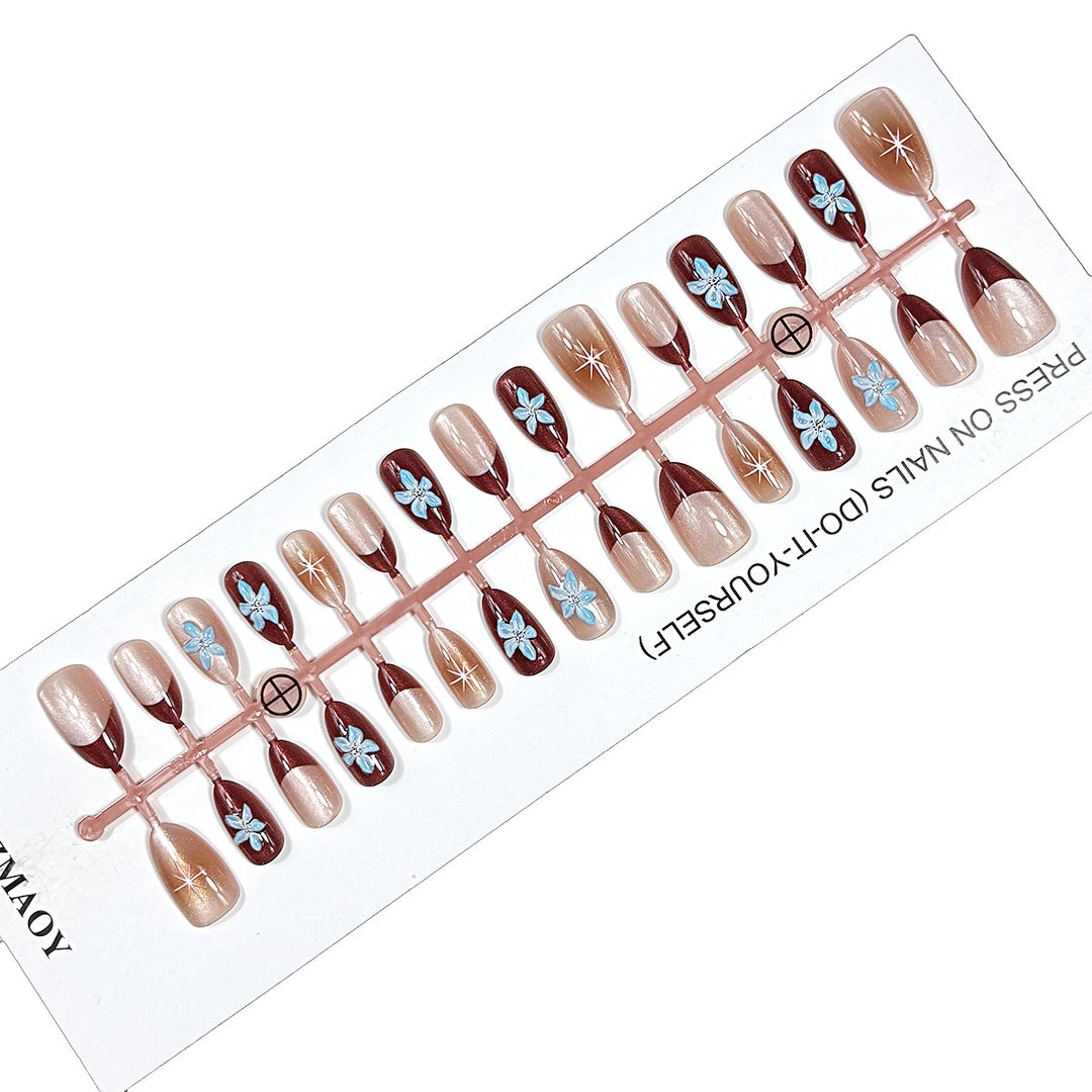 Elegante Floral Press-On Nagelset Karnz