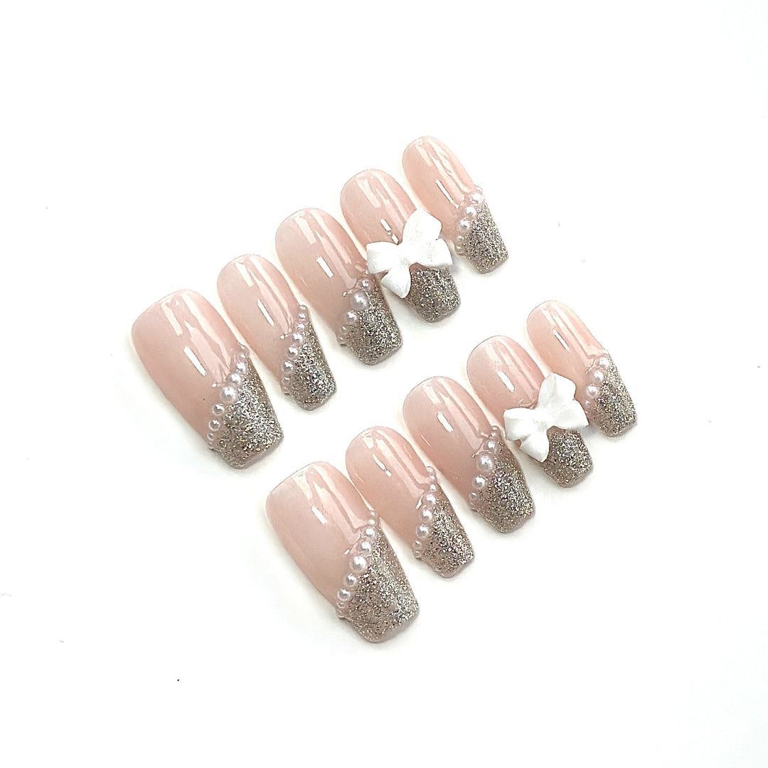 Glamouröse Glitzernde Press-On Nagelkunst Set