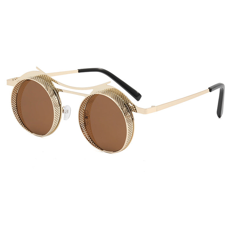 Damen modische runde Sonnenbrille mit extravagantem Design Karnz