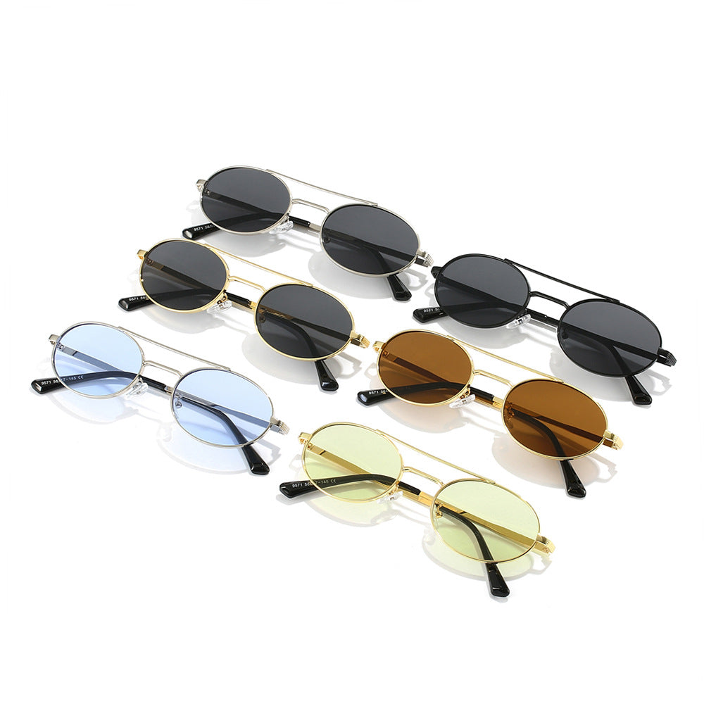 Damen Modische Oval-Sonnenbrille im minimalistischem Design Karnz