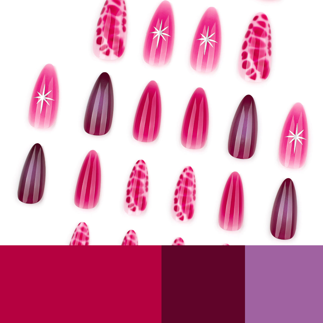 Kunstvolle Stiletto-Nägel mit eleganten Farbverlauf und filigranen Akzenten Karnz