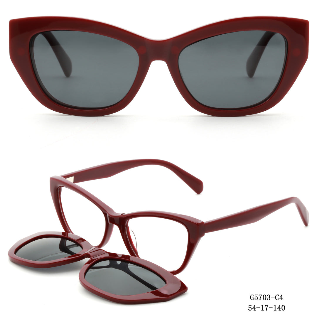 Damen Kunstvoll gestaltete Cat-Eye Sonnenbrille mit abnehmbaren Gläsern Karnz