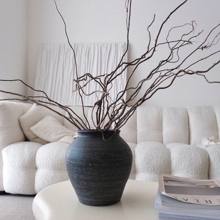 Rustikale strukturiertes Keramik-Vase mit schmalem Hals und antikisiertem Finish