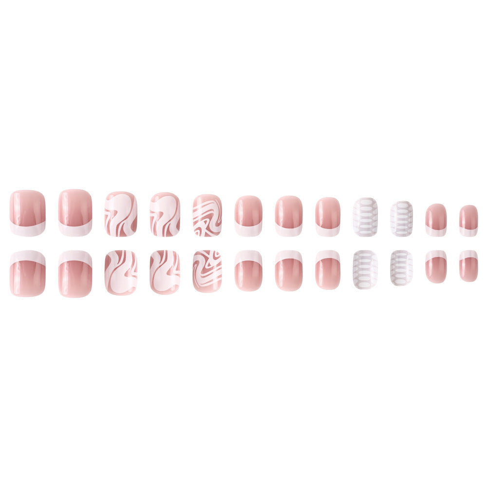 Künstlerisches Press-On-Nagelset mit Marmor- und Texturdesign Karnz