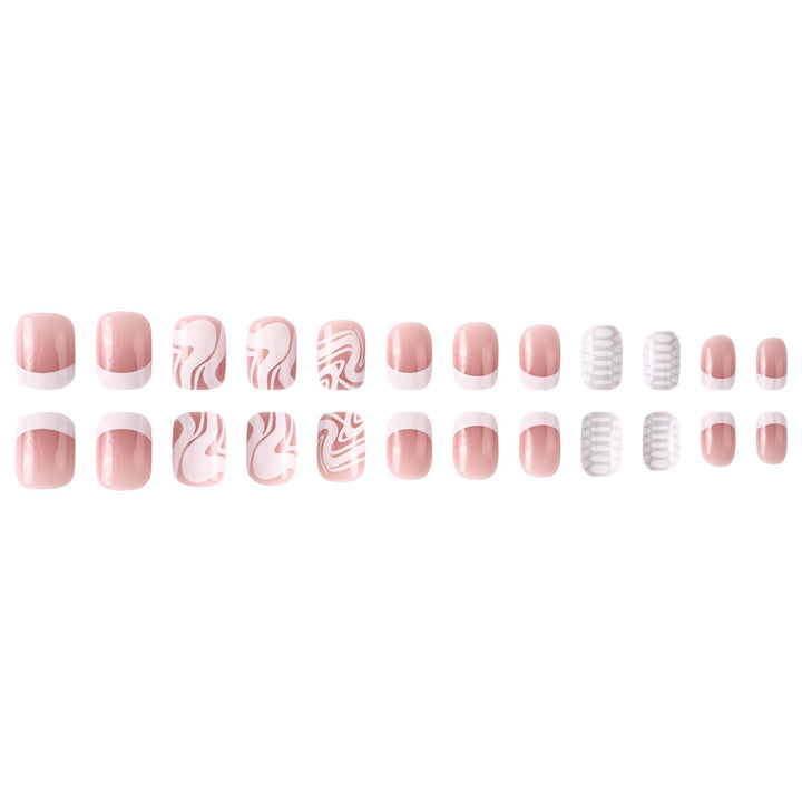 Künstlerisches Press-On-Nagelset mit Marmor- und Texturdesign Karnz