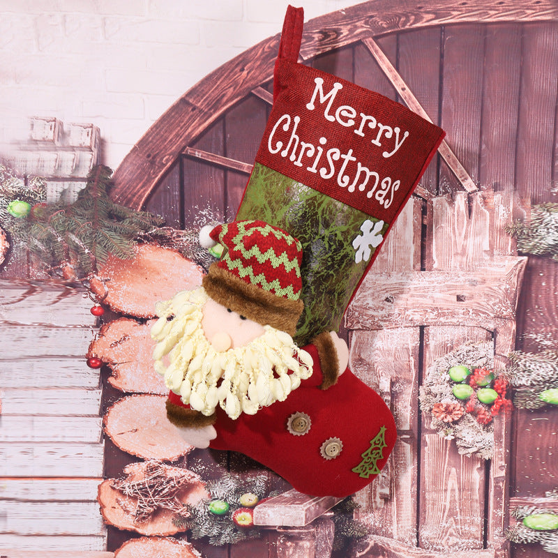 Niedlicher Weihnachtsstrumpf mit Schneemann-Motiv Karnz