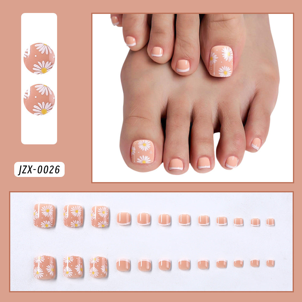 Dekoratives French Tip Zehennagel Set Karnz