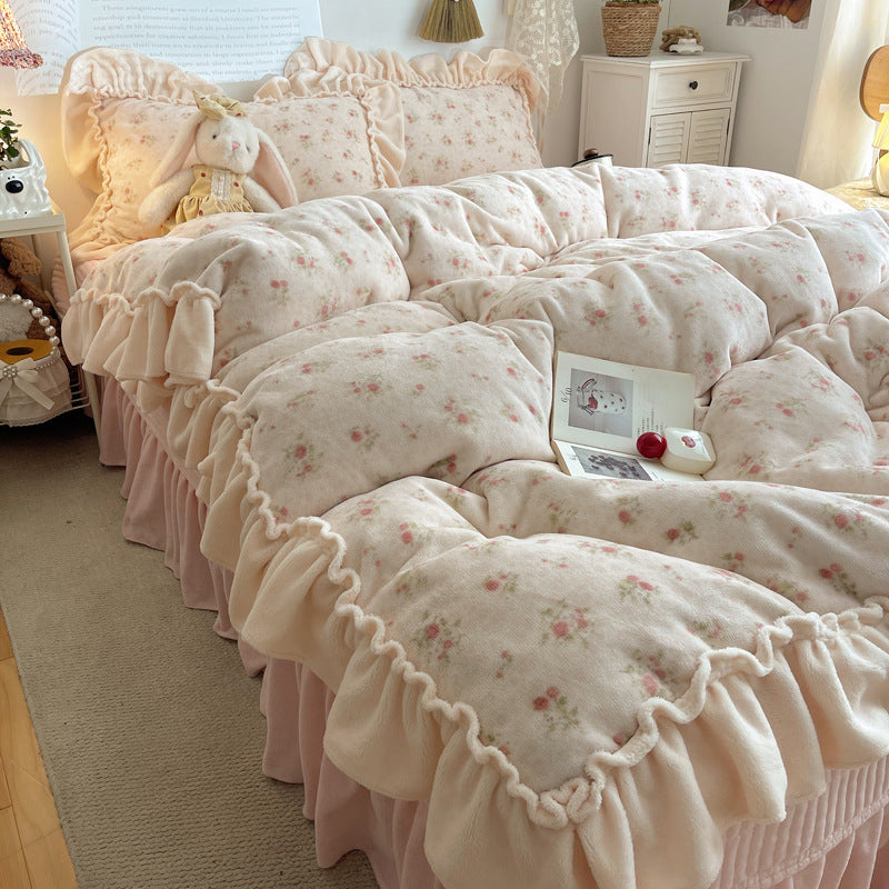 Plüsch Floral Rüsch Komfortbett-Set