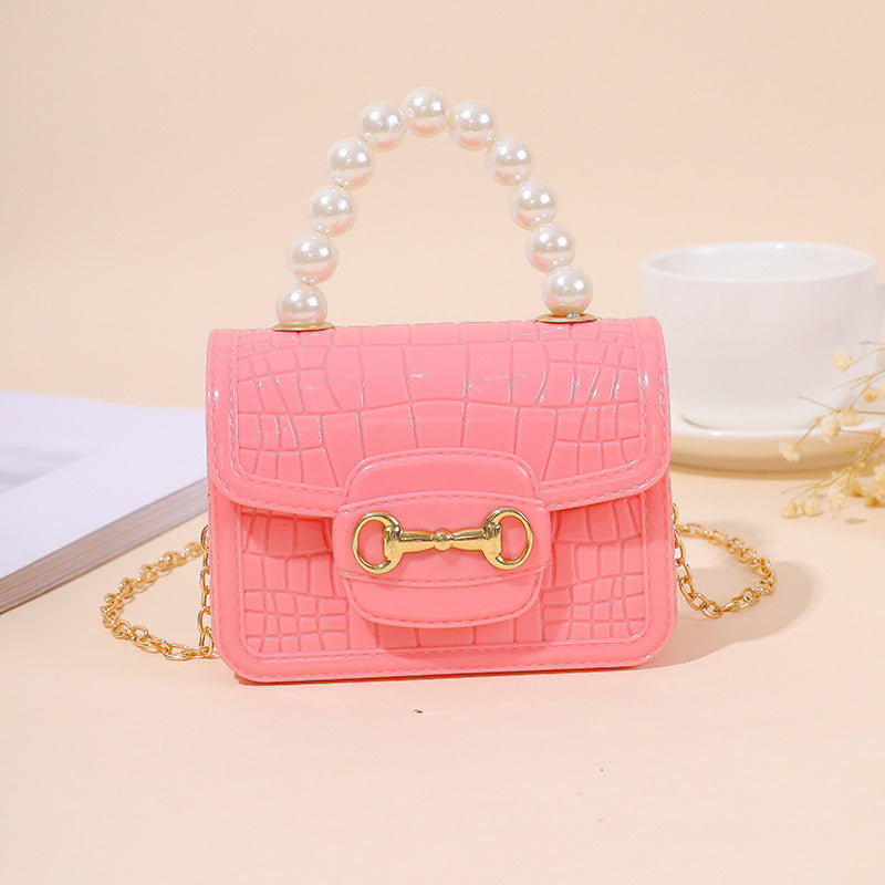 Damen elegante Handtasche mit Perlenhenkel und strukturiertem Design Karnz