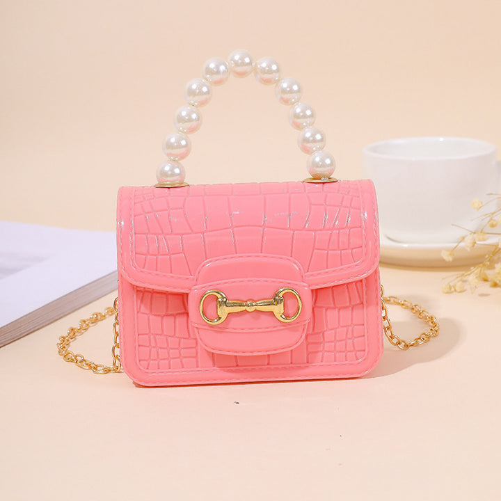 Damen elegante Handtasche mit Perlenhenkel und strukturiertem Design Karnz