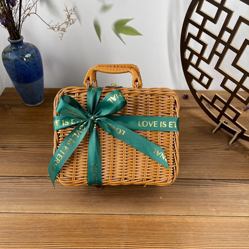 Damen klassischer Rattan Handtasche Karnz