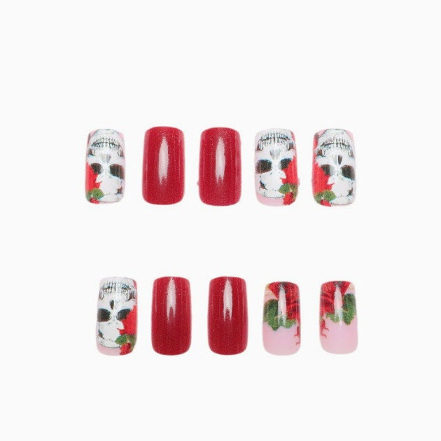 Künstlerisches Totenkopf-Themen-Nagelkunst Karnz