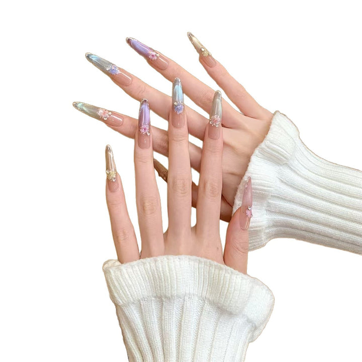 Elegante florale Stiletto-Nagelkunstverlängerungen