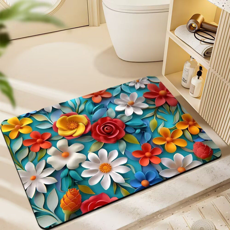 Floral-Themed Plüsch-Badematte