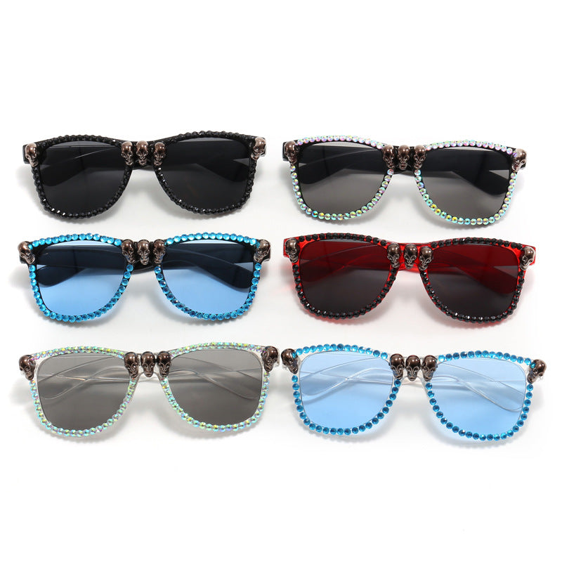 Damen extravagante Sonnenbrille mit Kristallverzierungen Karnz