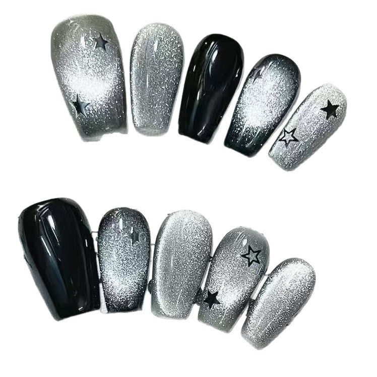 Glitzerndes Sternmuster Press-On Nagelkunstset Karnz