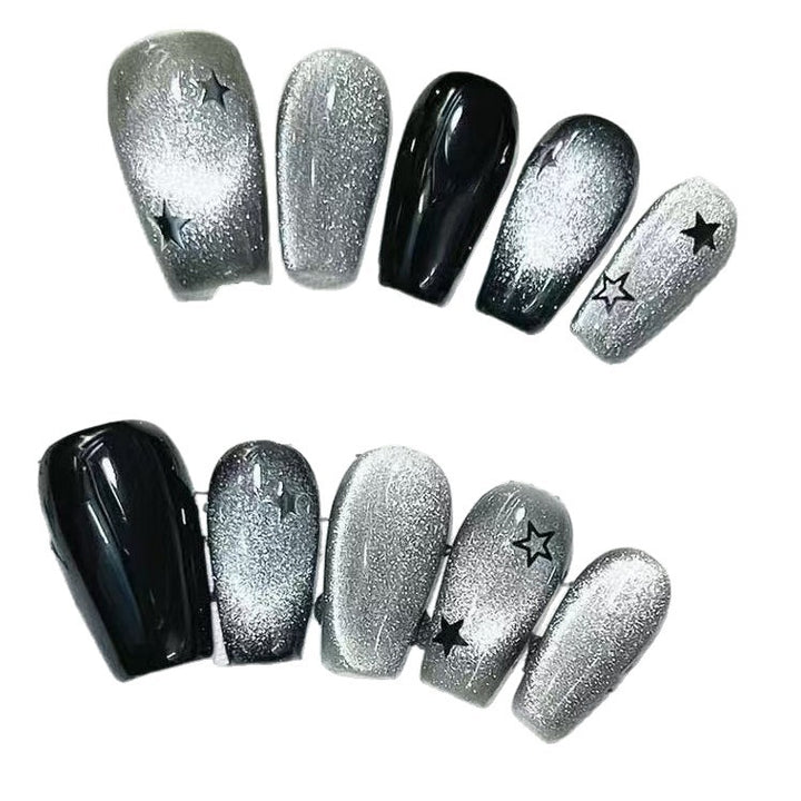Glitzerndes Sternmuster Press-On Nagelkunstset Karnz