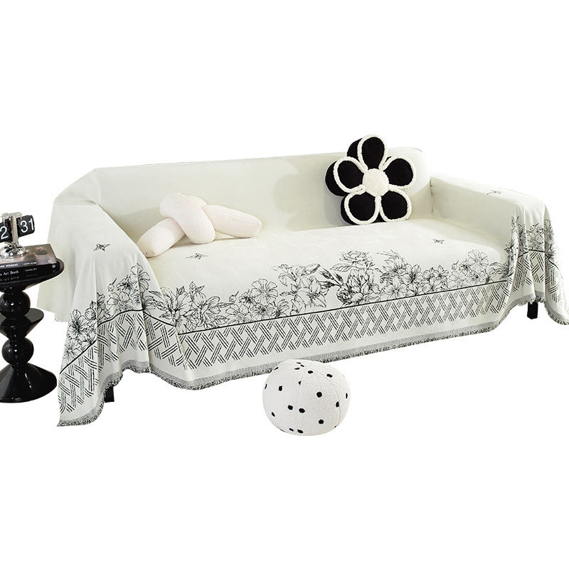 Elegante Blumengemusterte Sofa-Wurfdecke