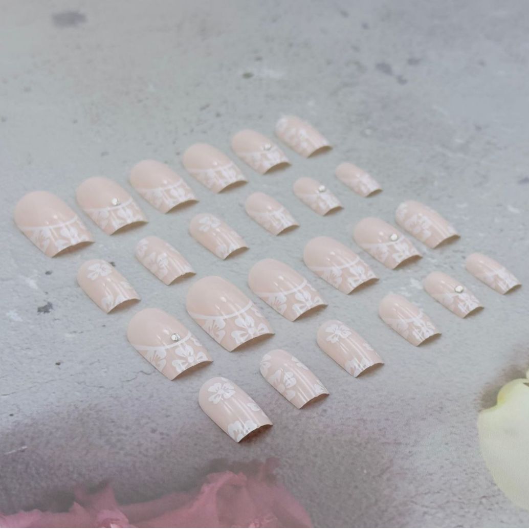 Floral French Tip Acryl-Nagelkunst-Kit