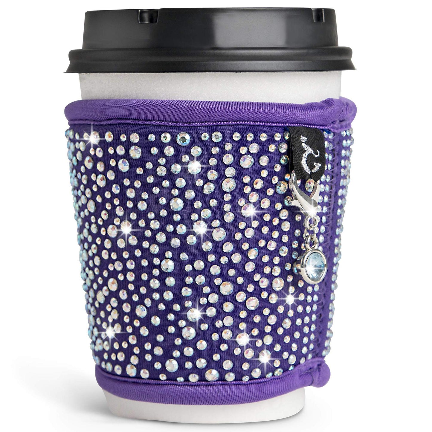 Damen Kaffeebecher Hülle mit Glitzersteinen Karnz