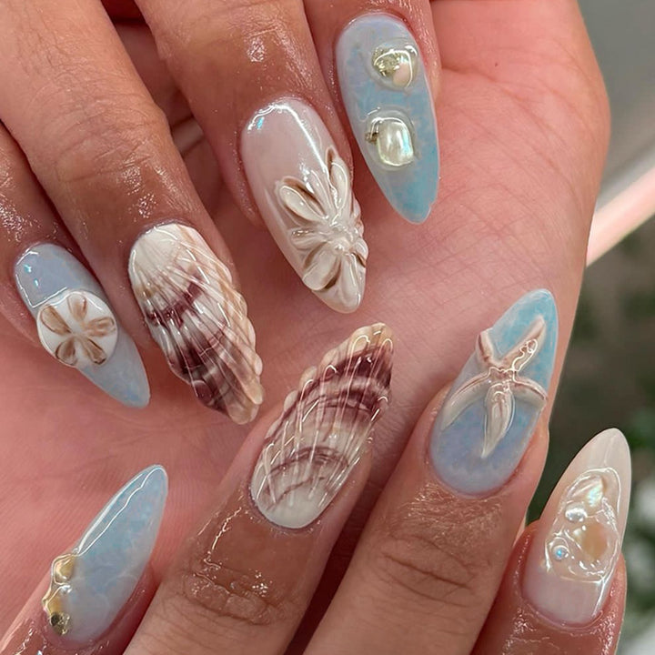 Dekoratives Press-On-Nagelkunst-Set mit Küstenthema Karnz